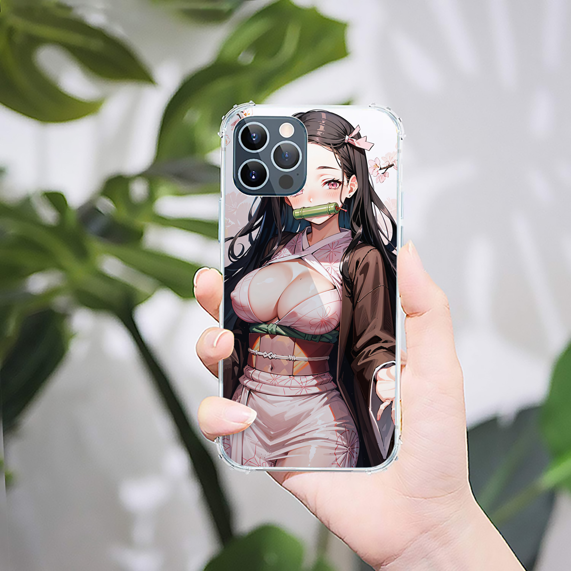 （画像用） 鬼滅の刃（きめつのやいば）竈門 禰󠄀豆子／かまど ねずこ Kamado Nezuko 【iPhone 12シリーズ対応】透明スマホケース（クリアソフトケース）